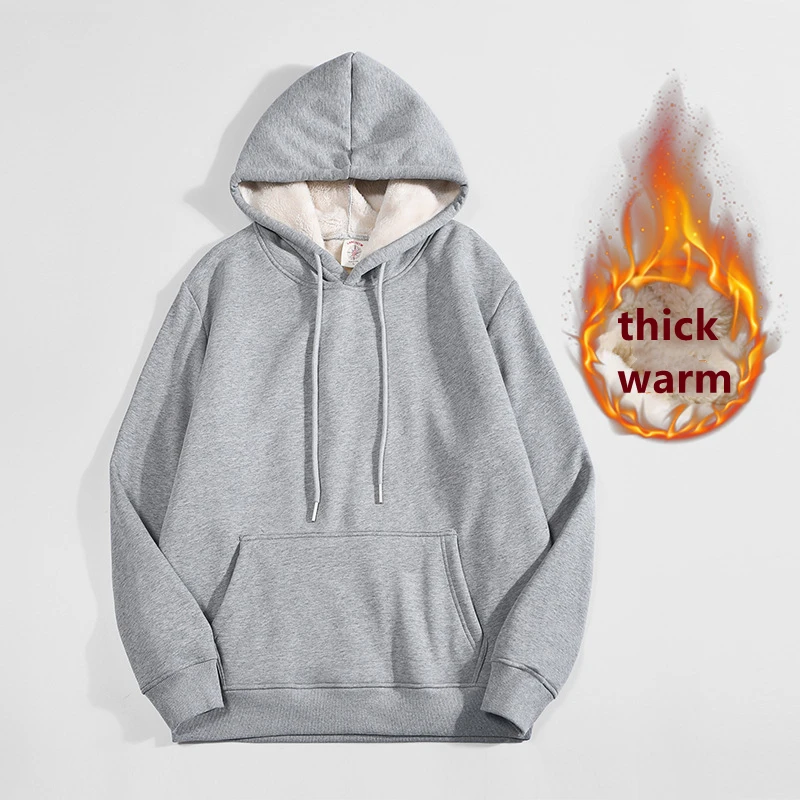 Sherpa Hoodie Fleece - High Quality Gray Thicken Fleece Lining
