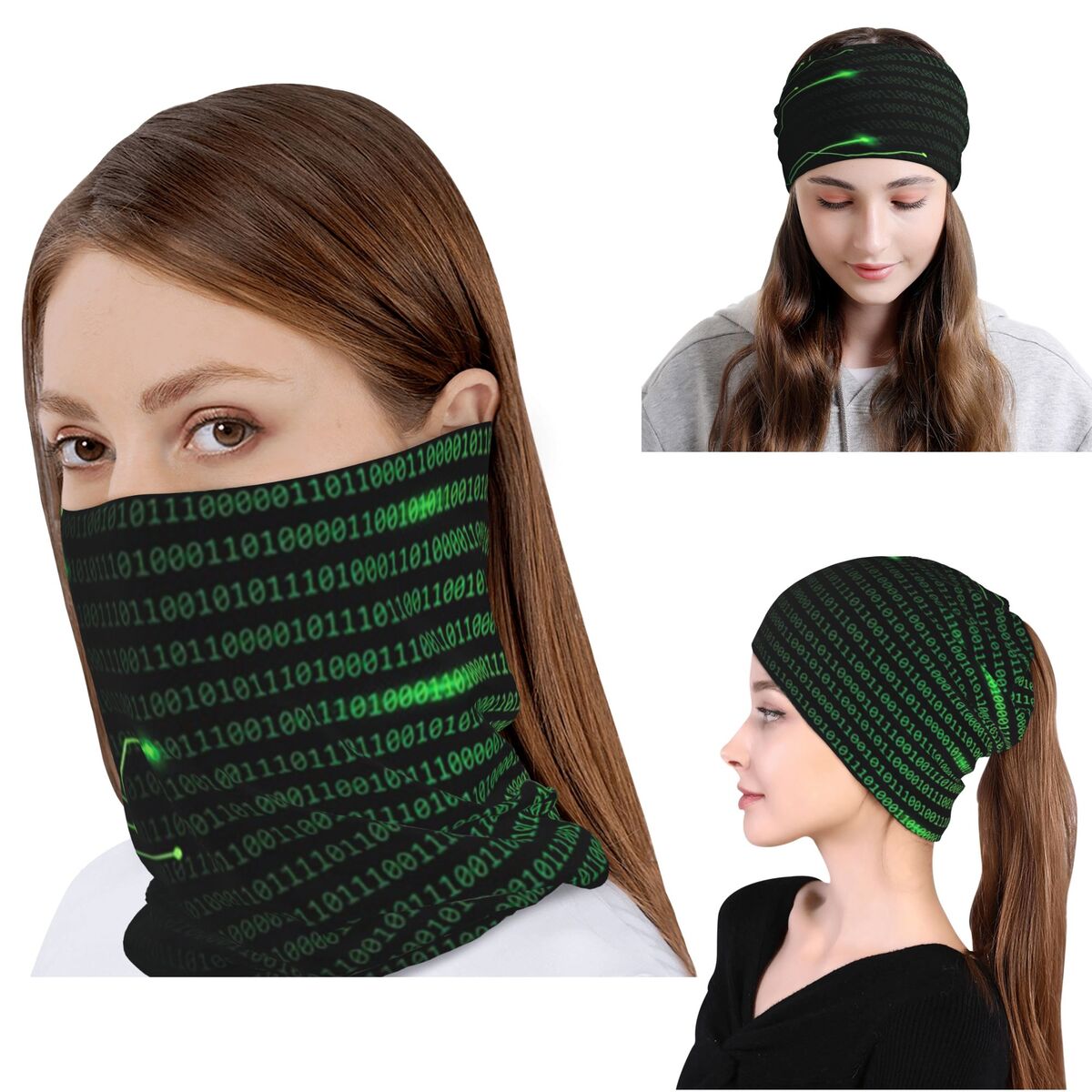Neck Gaiter Fleece - Binary Code Inside Throw Blanket And