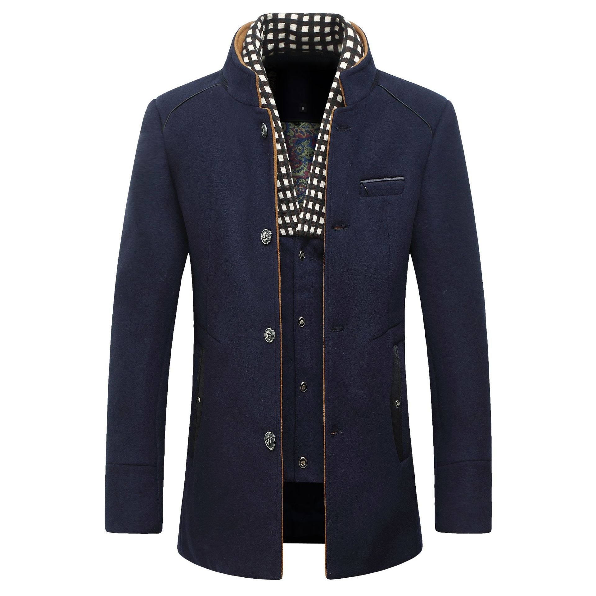 Wool Coat Peacoat - Fashion Men's Wool jacket Classic Double-Breasted