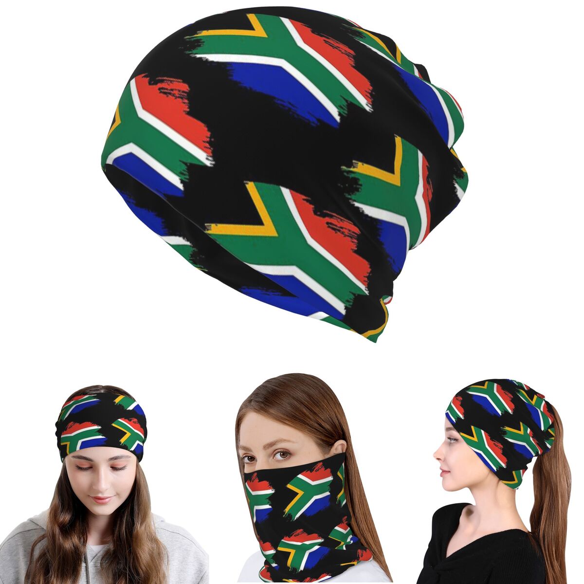 Knit Beanie Hat Warm - South African Springboks Flag Bandana Neck