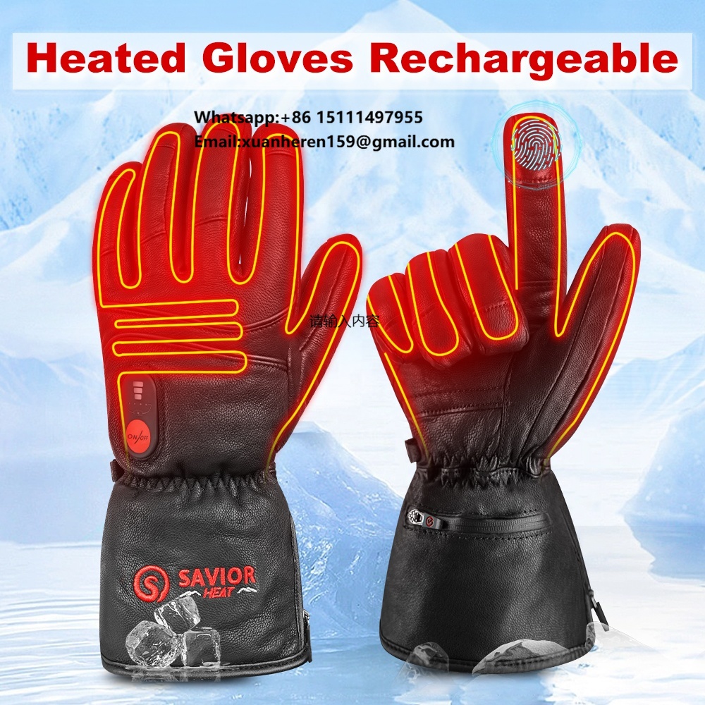 Touch Screen Gloves - Heated Leather Gloves Men Women Winter