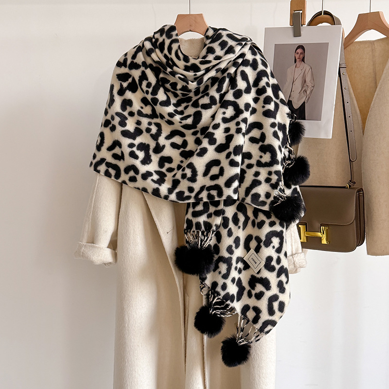 Cashmere Pashmina Wrap - New Luxury Winter Leopard Two-sided Cashmere