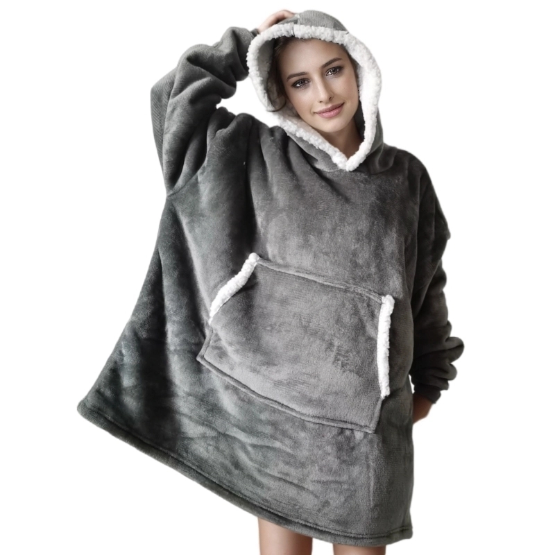 Sherpa Hoodie Fleece - Wearable Adult Super Soft Flannel Sherpa