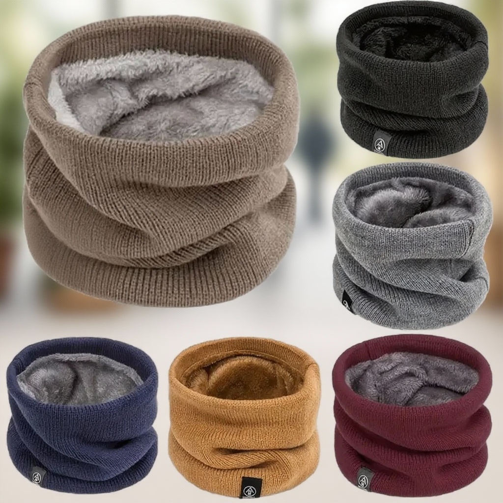 Neck Gaiter Fleece - Warm Knitted Scarf Thickened Plush Windproof