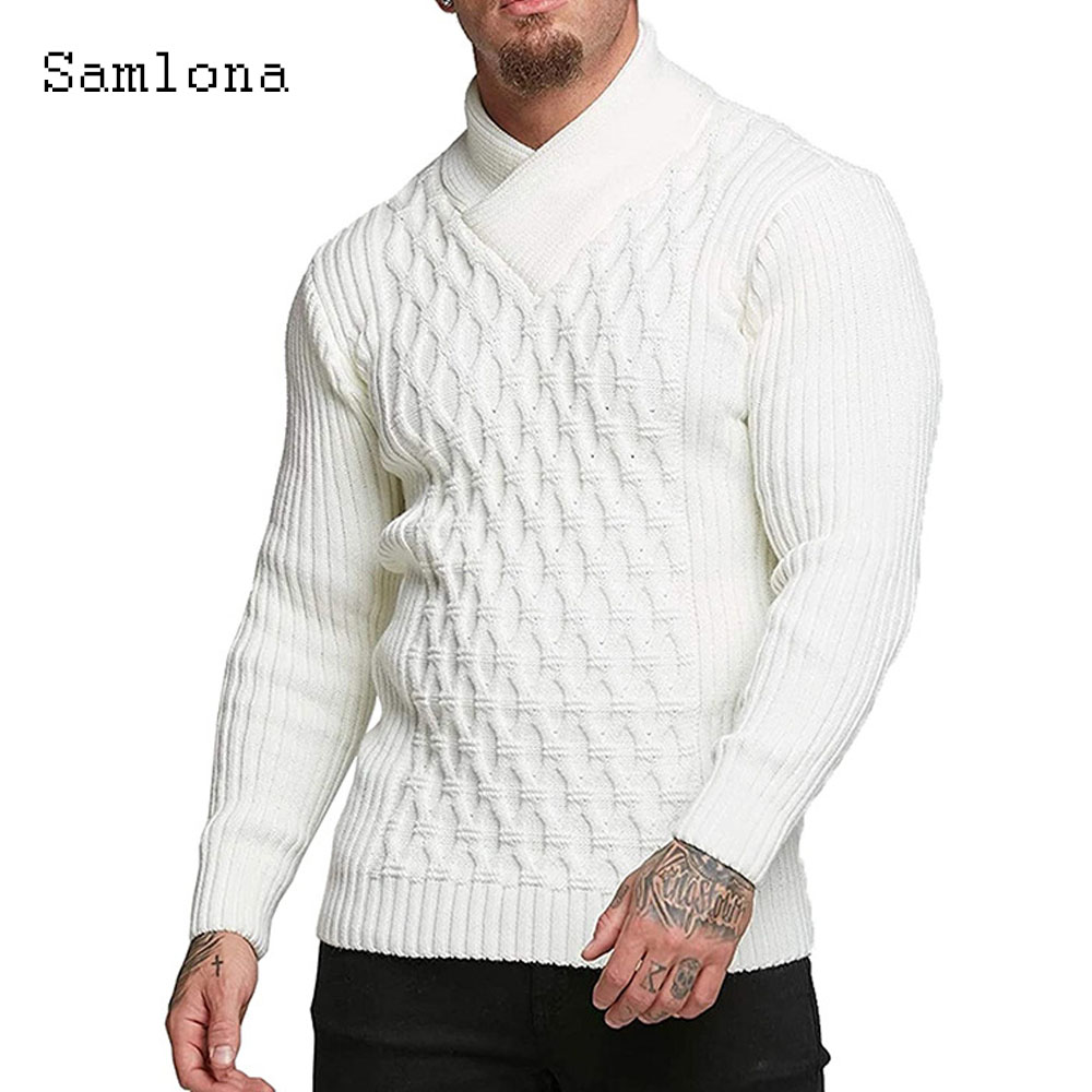 Wool Scarf Men - Samlona Men Autumn New Knitting Sweaters