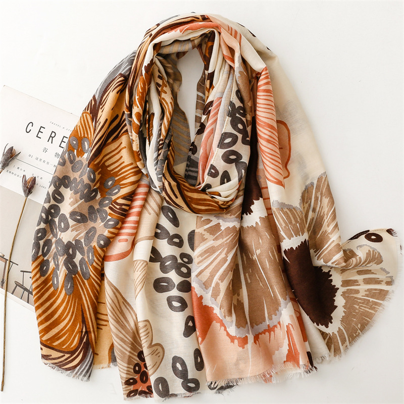 Shawl Wrap Winter - Winter Thick Aztec Petal Floral Fringe