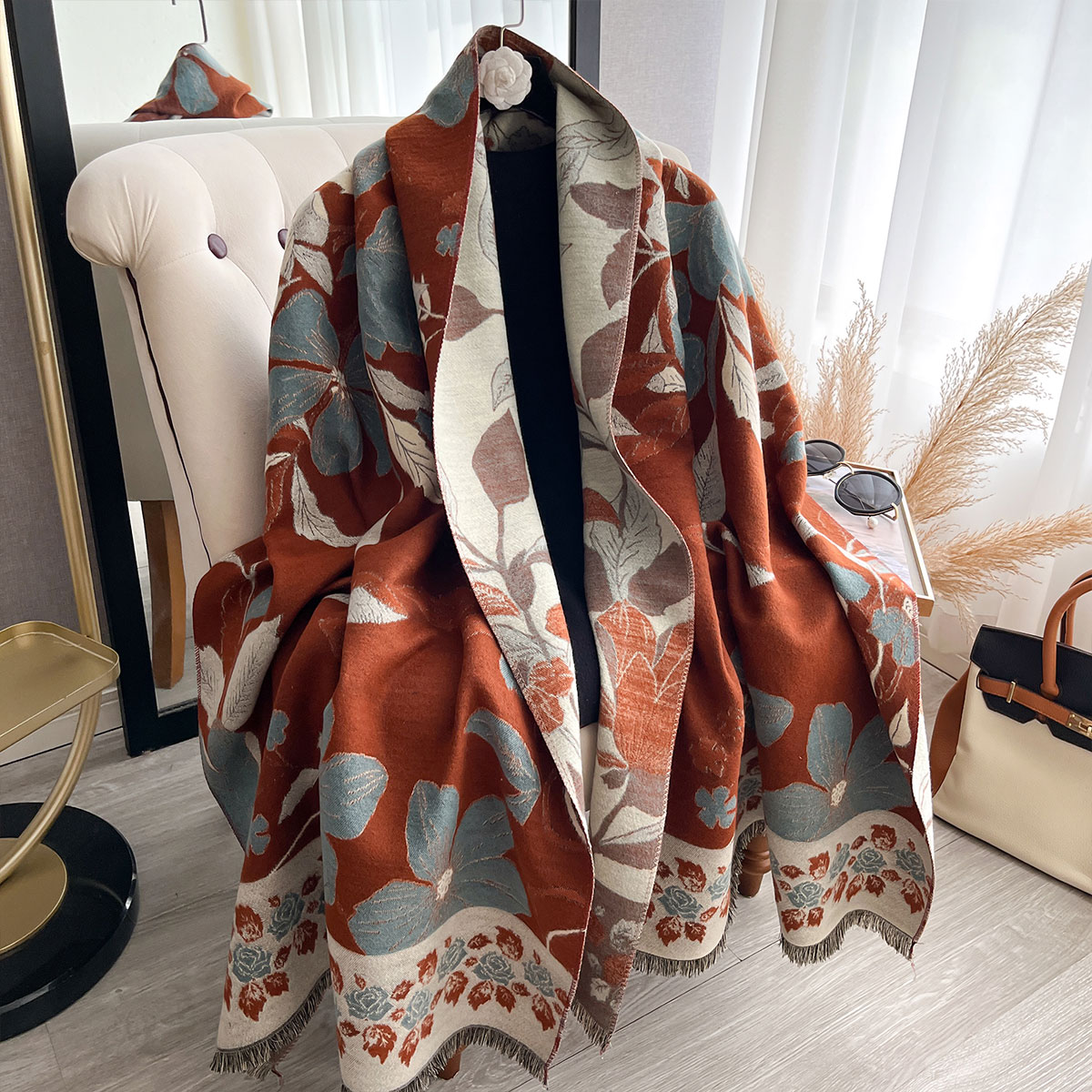 Cashmere Pashmina Wrap - Women Thicken Luxury Winter Paisley Two-Sided