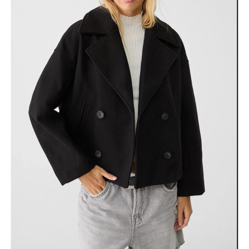 Wool Coat Peacoat - Women's Oversized Double Breasted Wool Blend