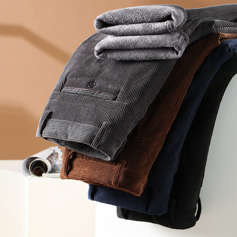 Corduroy Pant Warm - Winter Men's Fleece Corduroy Pants Business