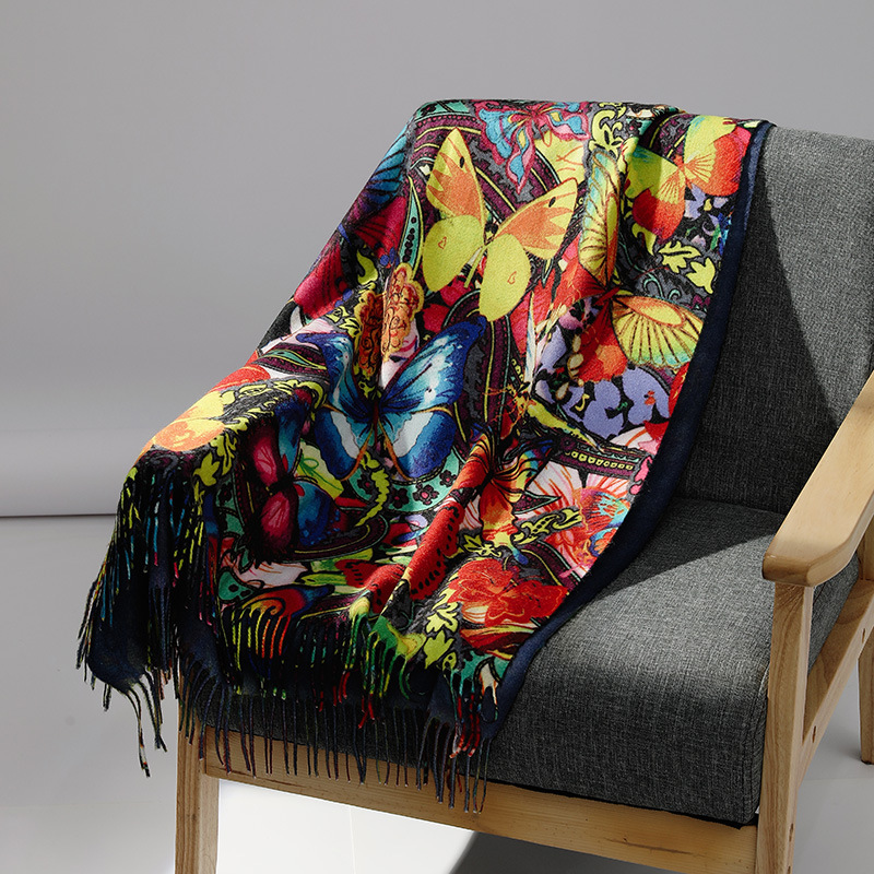 Cashmere Pashmina Wrap - Luxury Brand Oil Painting Cashmere Scarf