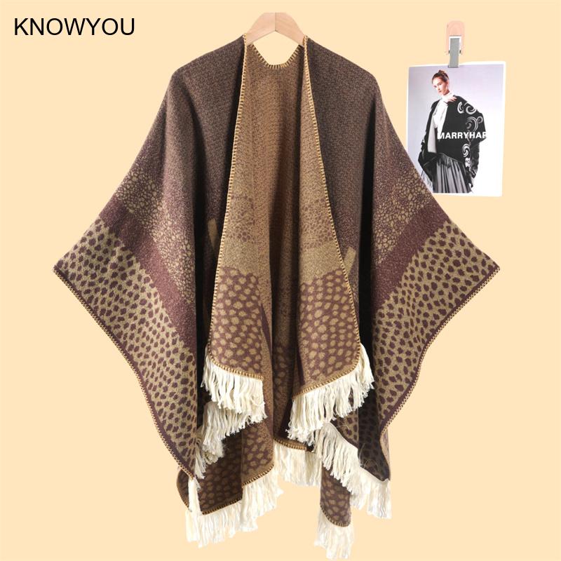 Cashmere Pashmina Wrap - Leopard Print Split Pashmina Women Elegant