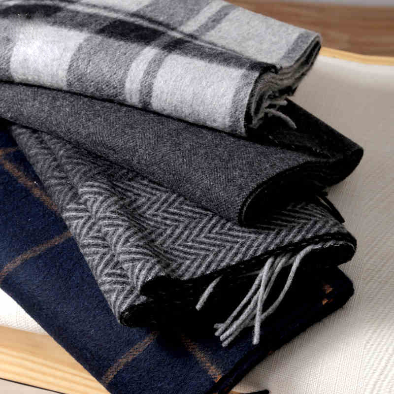 Wool Scarf Men - Pashmina Scarf Men Winter Strip Solid