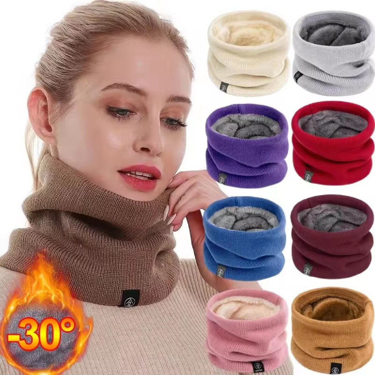 Winter Headband Fleece - Solid Winter Plush Muffler Woolen Knitting