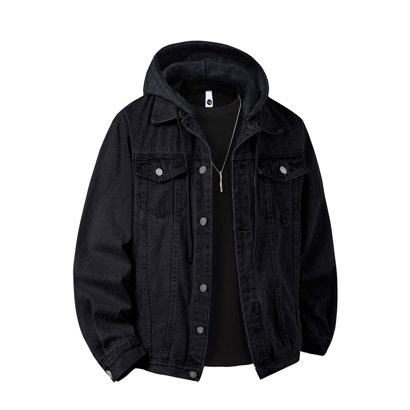 Down Jacket Packable - Men Hooded Denim Jacket Men Streetwear