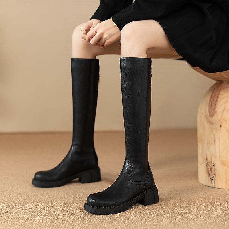 Waterproof Winter Boot - Autumn Winter Middle Heel Ladies Knee