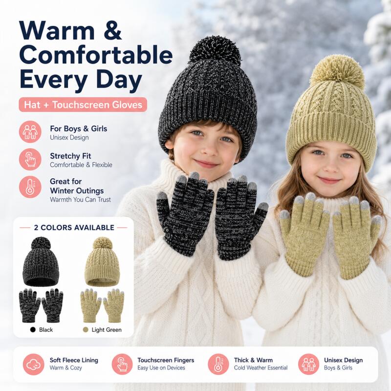 Kids Winter Knit Hat Touchscre - Touch Screen Gloves recension och pris