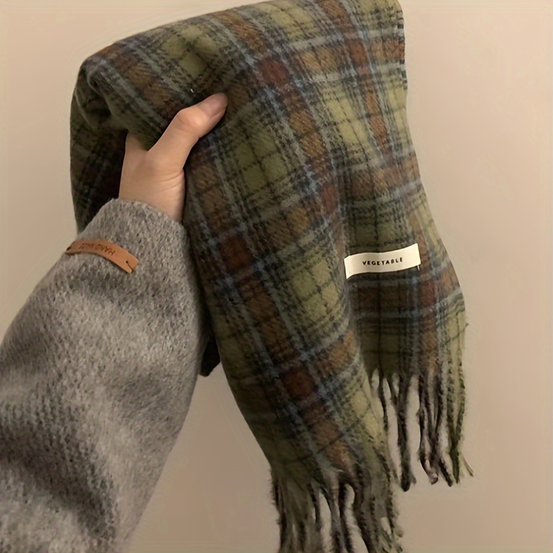 Vintage Green Plaid Tassel Sca - Cashmere Pashmina Wrap recension och pris
