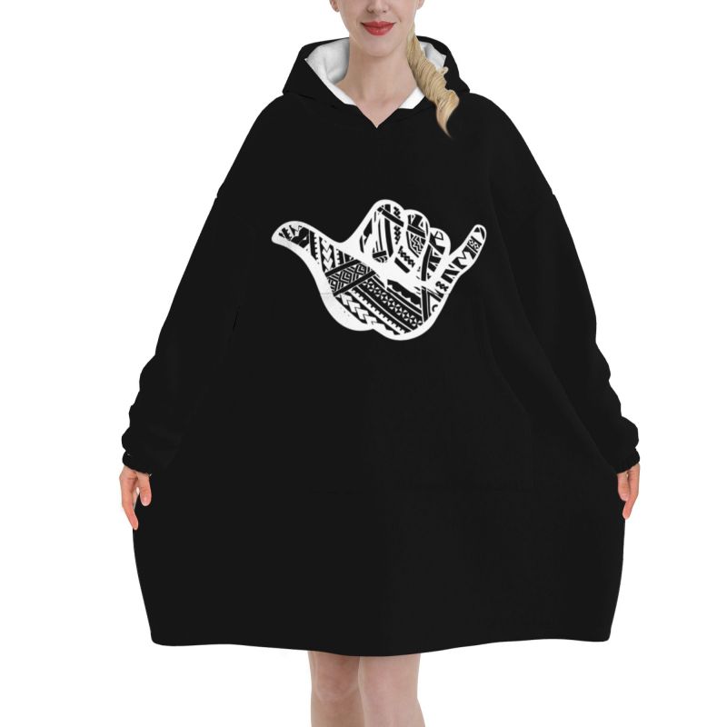 Polynesian Tattoo Shaka Tribal - Sherpa Hoodie Fleece recension och pris