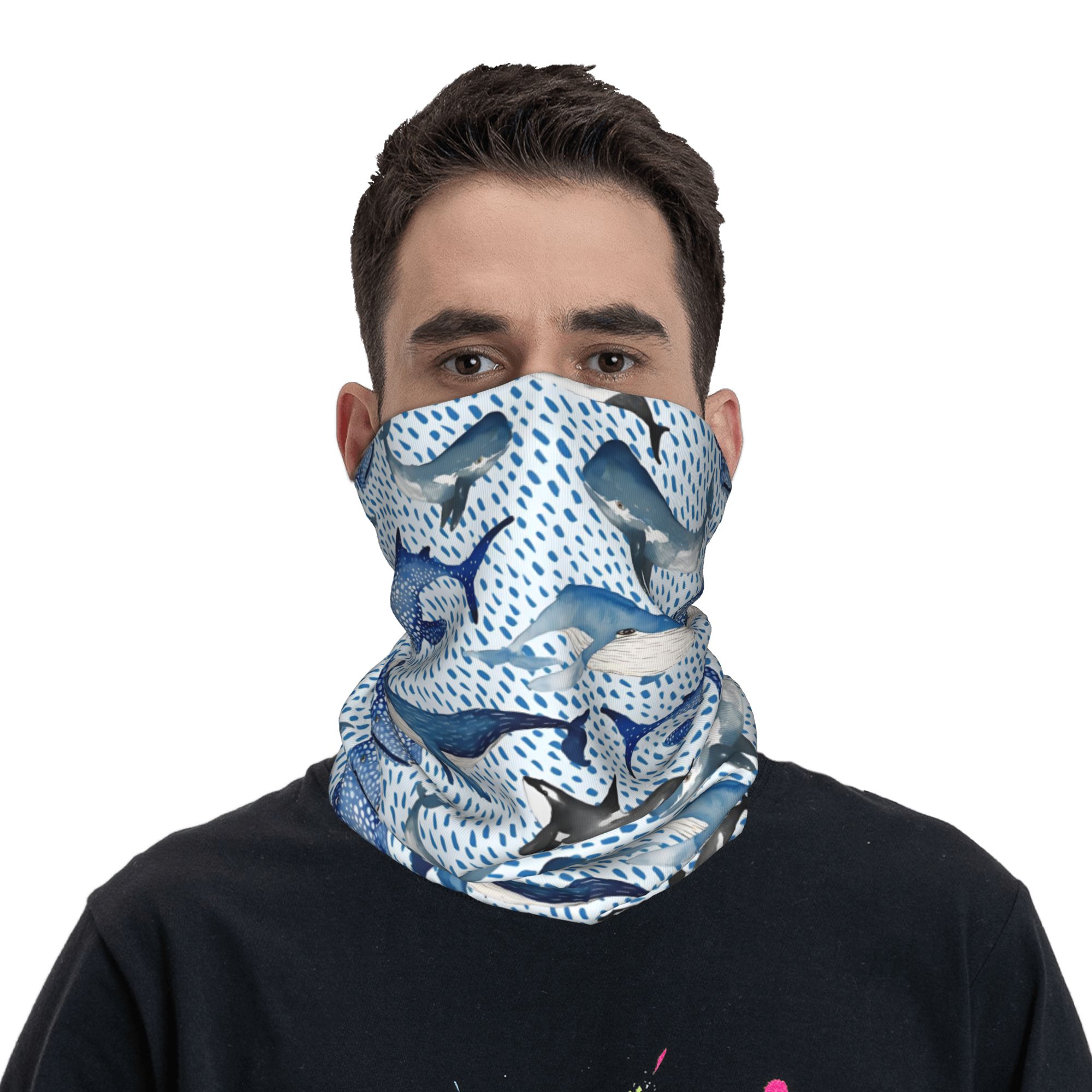 Custom Blue Watercolour Shark  - Neck Gaiter Fleece recension och pris