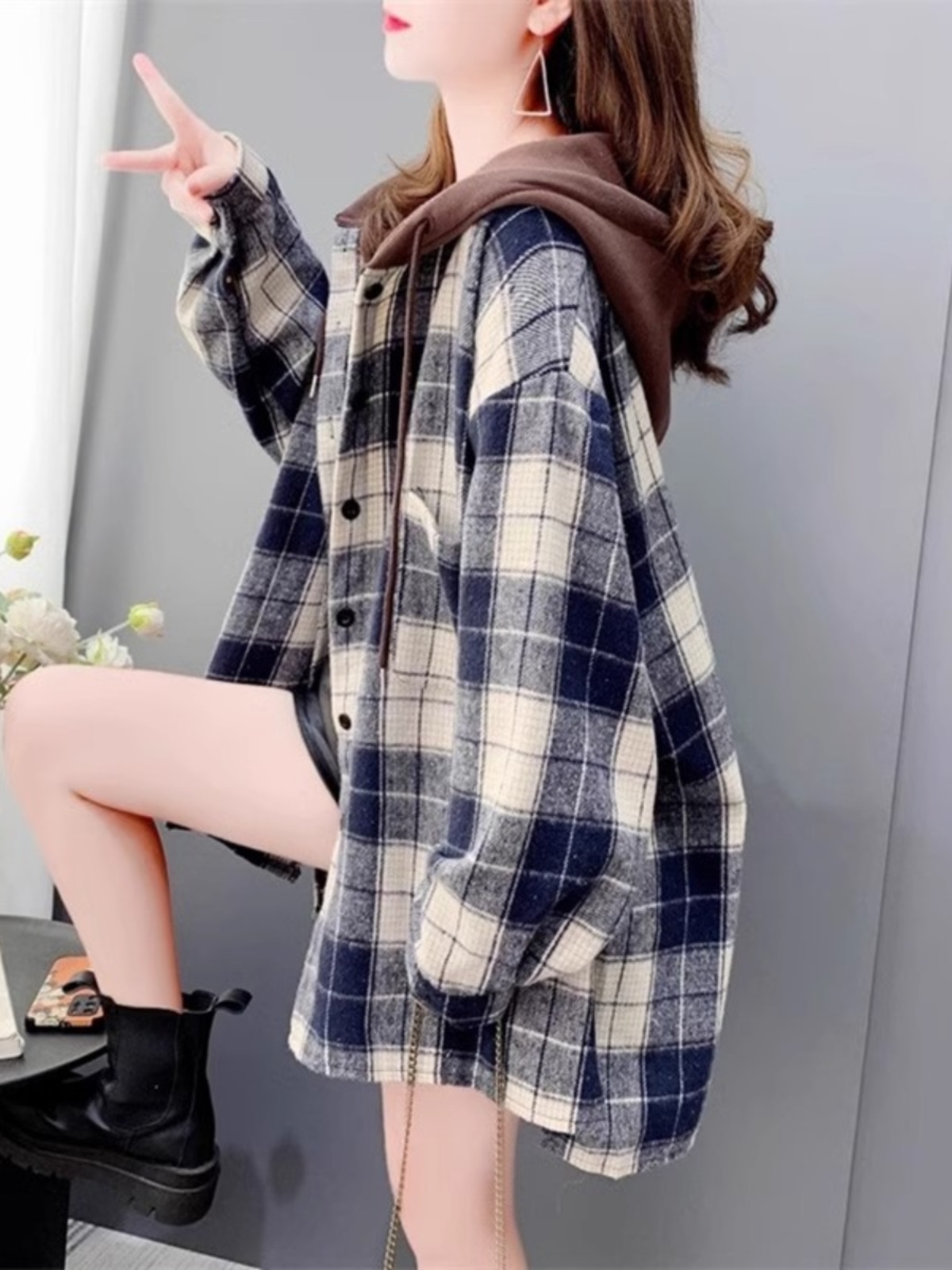 Women's Oversized Plaid Flanne - Flannel Shirt Lined recension och pris
