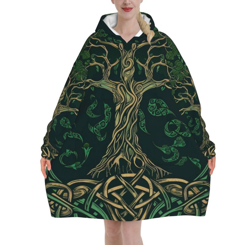 Tree of Life Celtic Pattern Bl - Sherpa Hoodie Fleece recension och pris