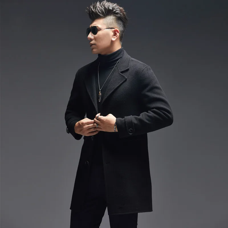 AYUNSUE 100% Wool Coat Men Aut - Wool Coat Peacoat recension och pris