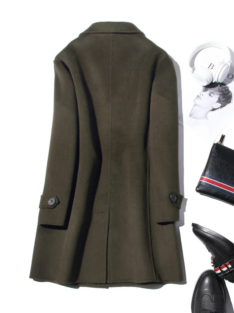 AYUNSUE 100% Wool Coat Men Aut - Wool Coat Peacoat recension och pris