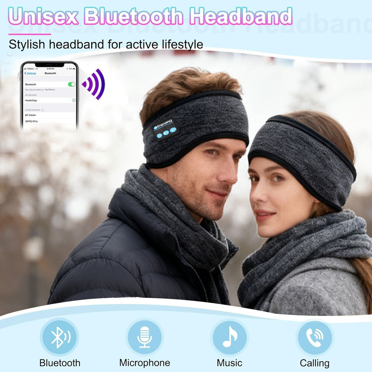 Wireless Bluetooth Headphones  - Winter Headband Fleece recension och pris