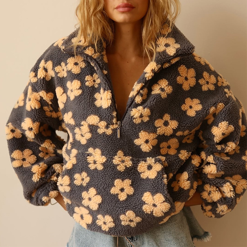 Floral Sherpa Half Zip Pullove - Sherpa Hoodie Fleece recension och pris