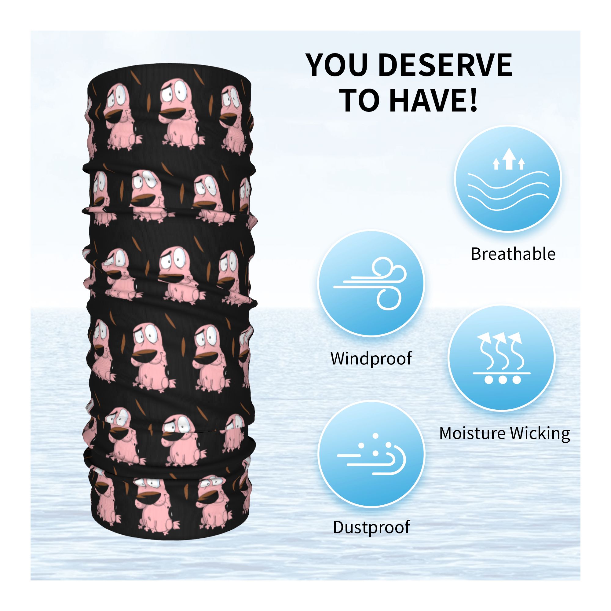 Custom Cartoon Courage Dog Win - Neck Gaiter Fleece recension och pris
