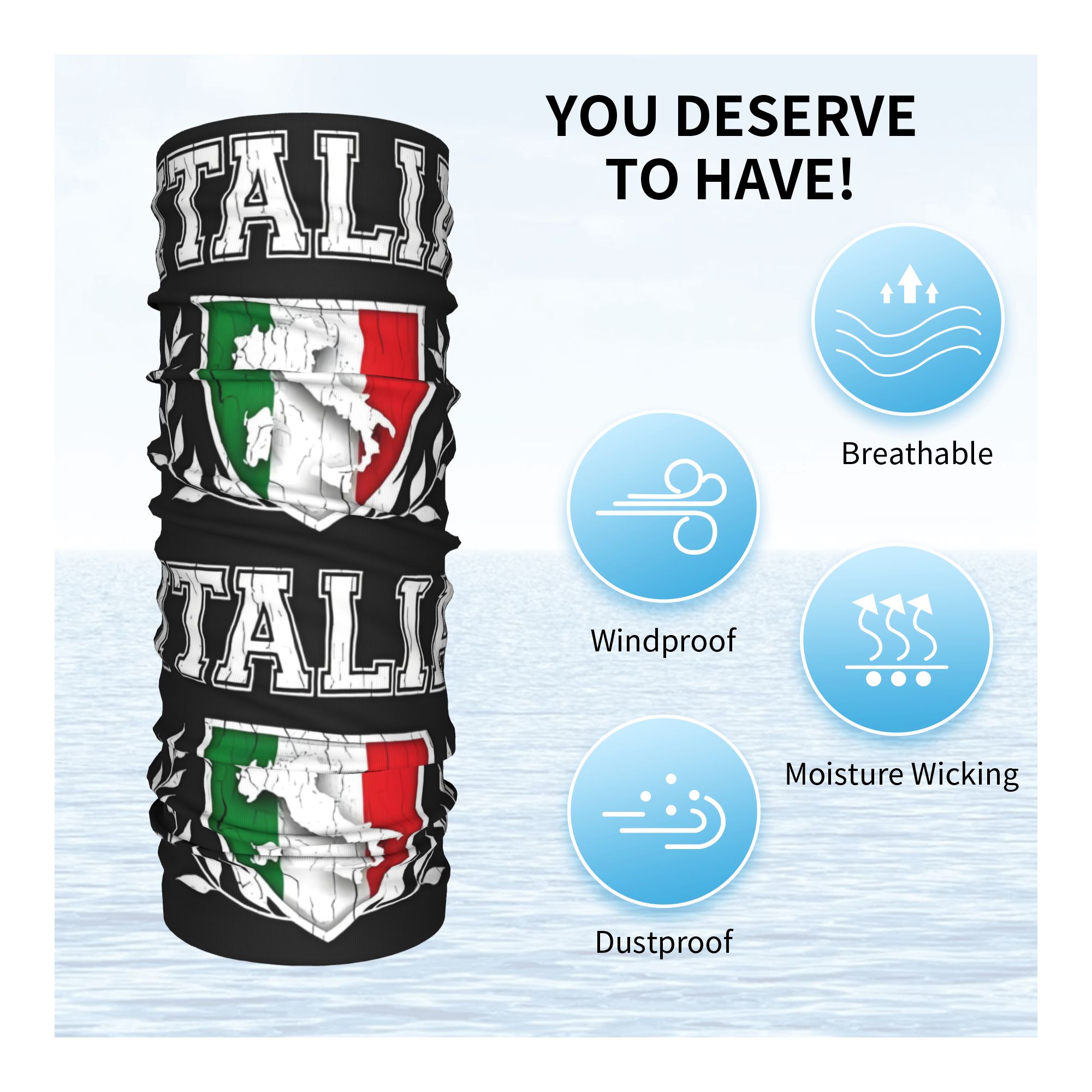 Custom Italy Flag Bandana Neck - Neck Gaiter Fleece recension och pris