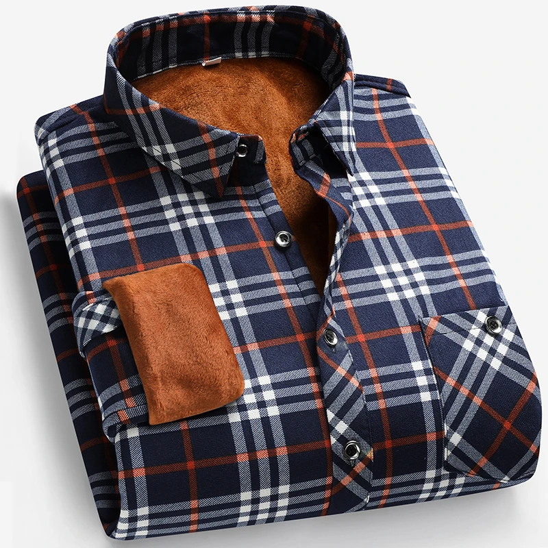 Autumn and Winter Men's Fleece - Flannel Shirt Lined recension och pris