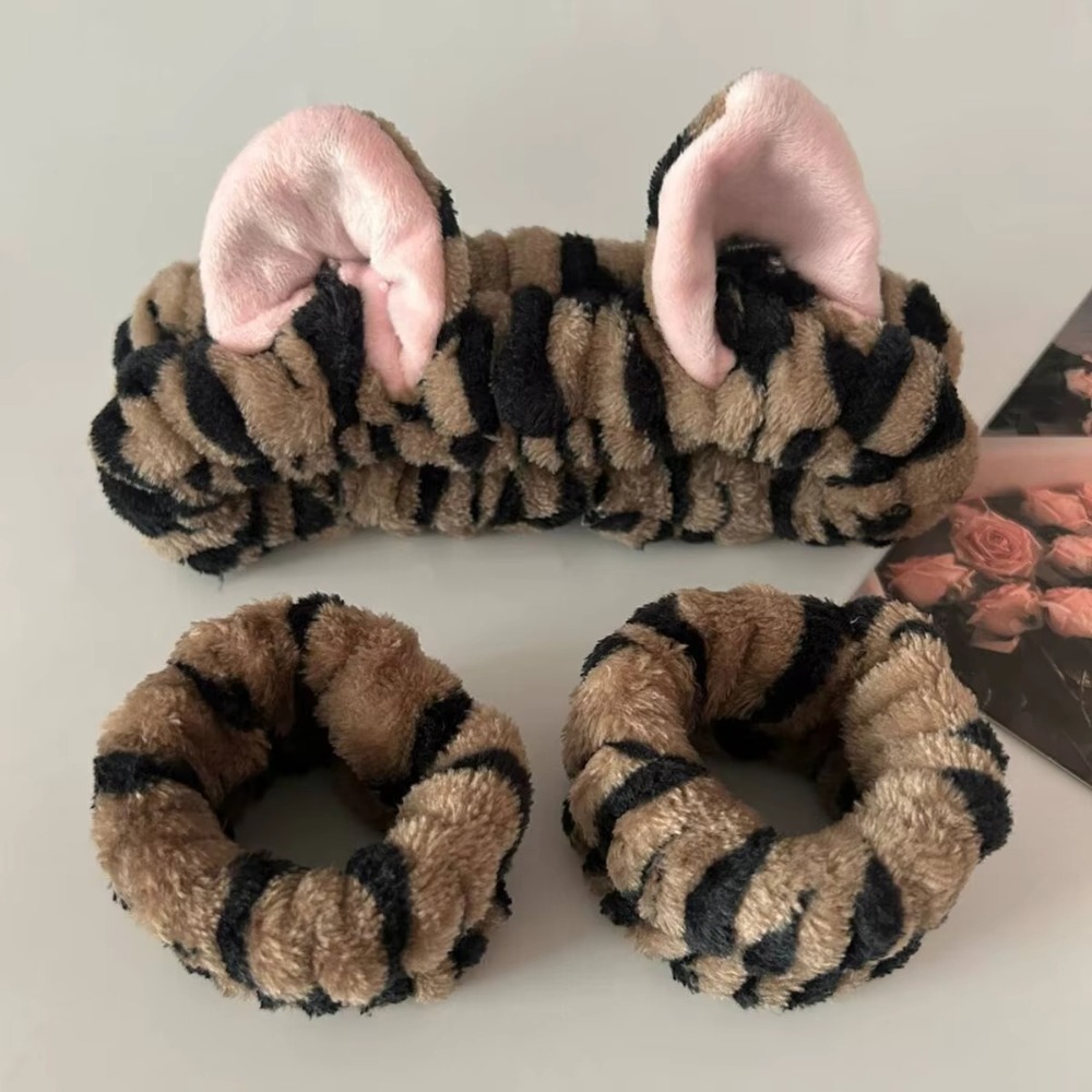 3pcs/set Leopard Print Cute Ca - Winter Headband Fleece recension och pris