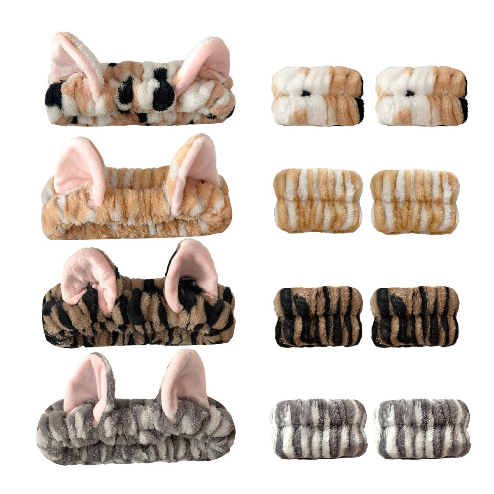 3pcs/set Leopard Print Cute Ca - Winter Headband Fleece recension och pris