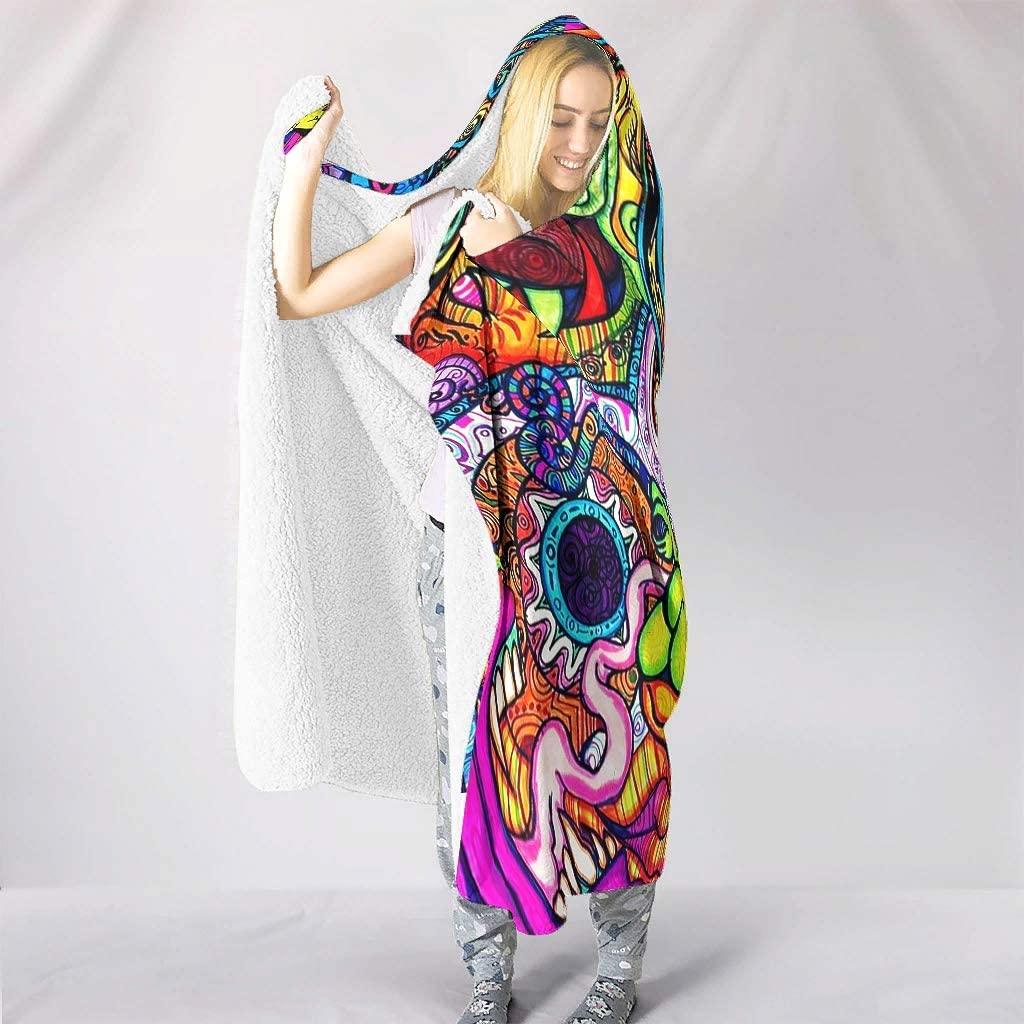 Abstract Bright Trippy Rainbow - Sherpa Hoodie Fleece recension och pris