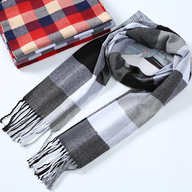 Winter Men Scarf Plaid Stripe  - Wool Scarf Men recension och pris