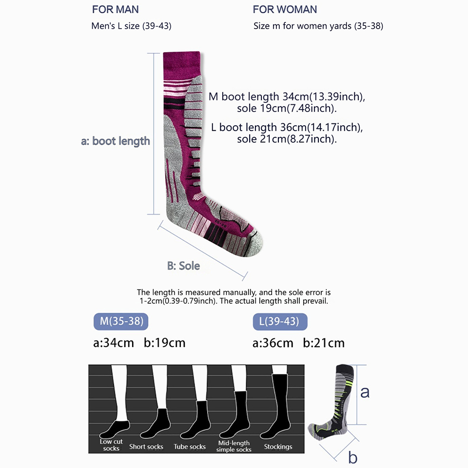 GTUBIKE Merino Wool Ski Socks, - Thermal Sock Wool recension och pris