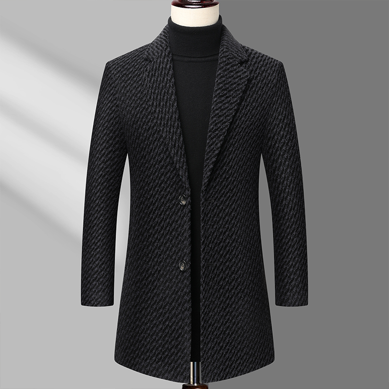 Long Coat Men Mens Wool Jacket - Wool Coat Peacoat recension och pris