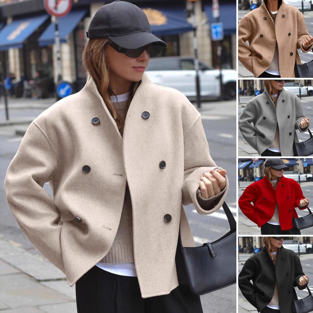 Women's Winter Cropped Wool Co - Wool Coat Peacoat recension och pris