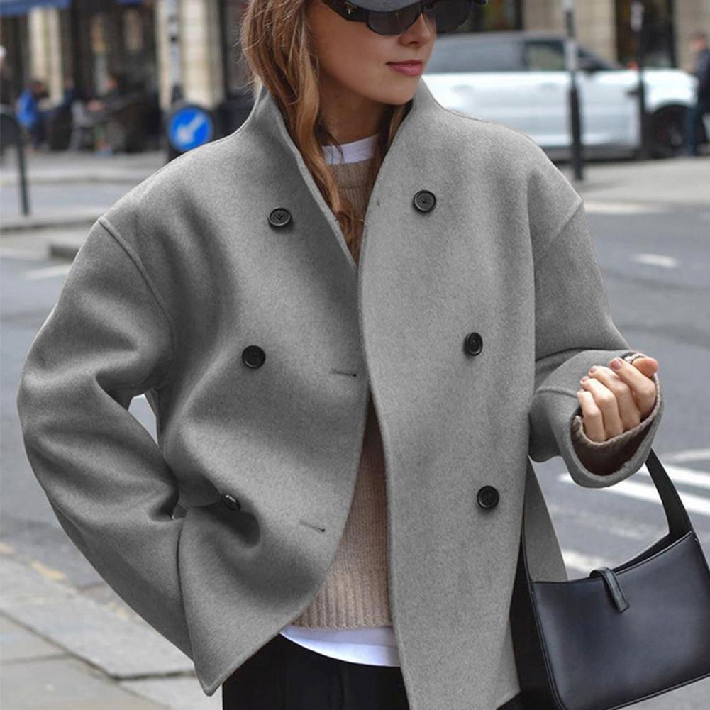 Women's Winter Cropped Wool Co - Wool Coat Peacoat recension och pris