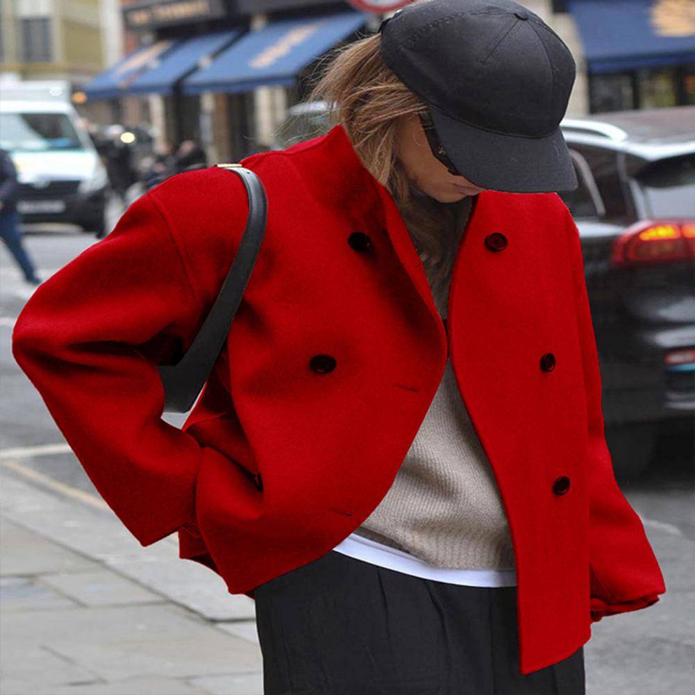 Women's Winter Cropped Wool Co - Wool Coat Peacoat recension och pris