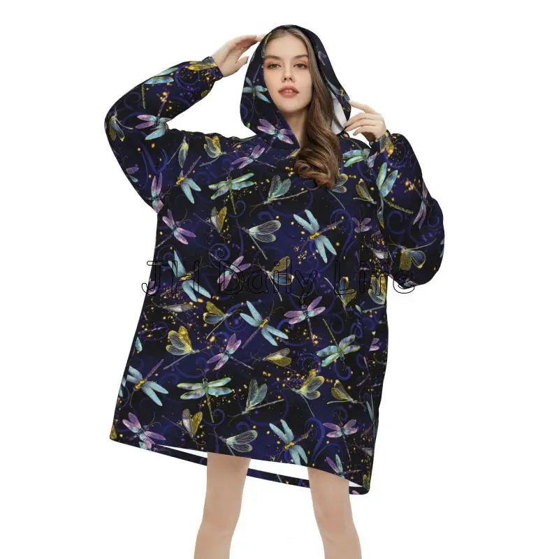 Dragonfly Galaxy Wearable Blan - Sherpa Hoodie Fleece recension och pris
