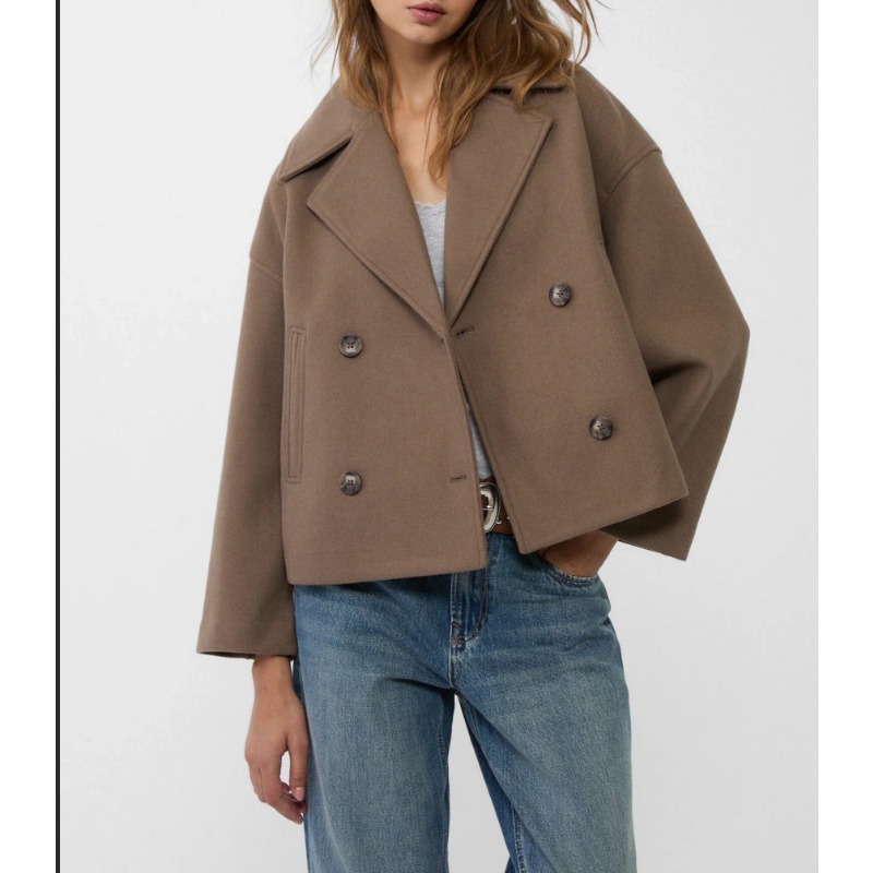 Women's Oversized Double Breas - Wool Coat Peacoat recension och pris