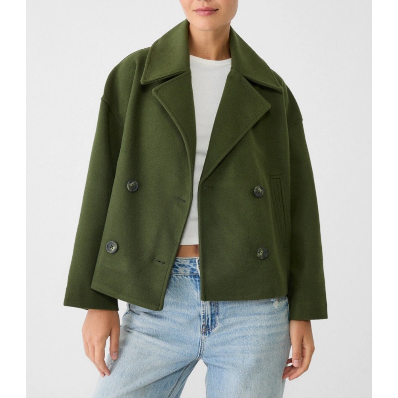 Women's Oversized Double Breas - Wool Coat Peacoat recension och pris