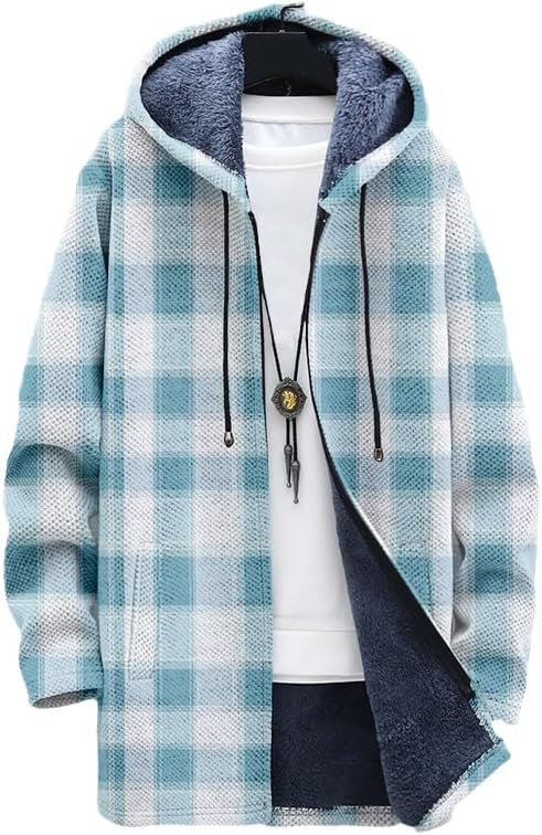 Men's Plaid Cardigan Oversized - Sherpa Hoodie Fleece recension och pris