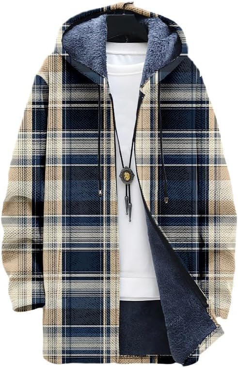 Men's Plaid Cardigan Oversized - Sherpa Hoodie Fleece recension och pris