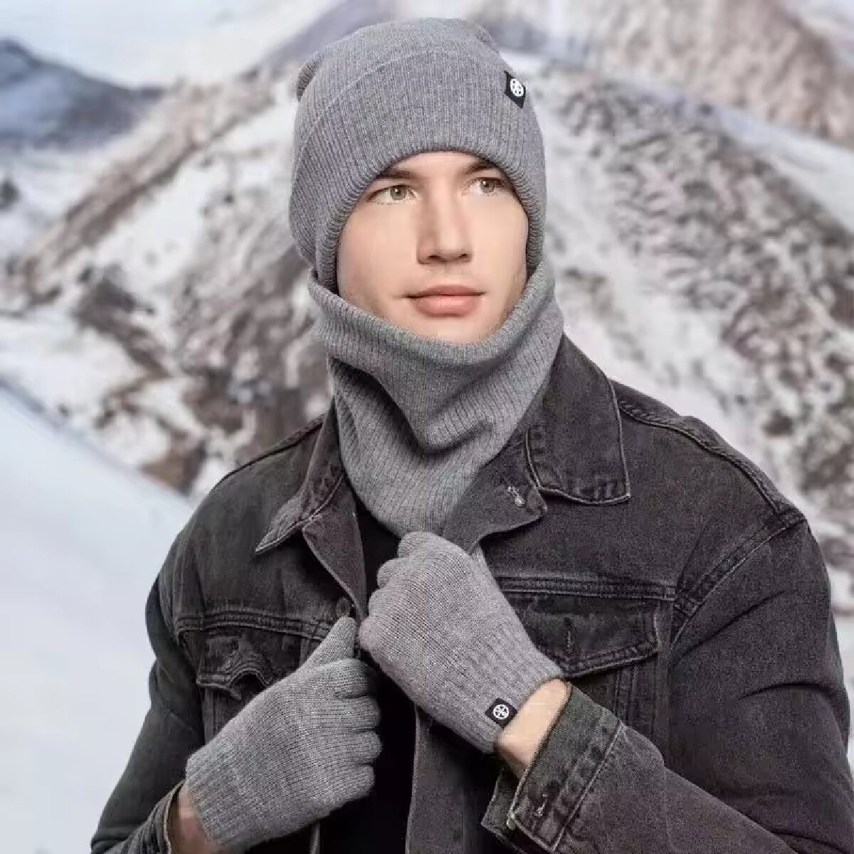 3pcs Winter Beanie Hat Gloves  - Wool Scarf Men recension och pris