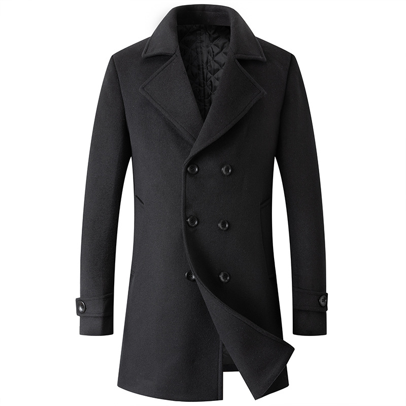 Double Breasted Coat Men Peaco - Wool Coat Peacoat recension och pris